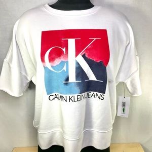 Calvin Klein Graphic Logo White Tie Dye Sweatshirt